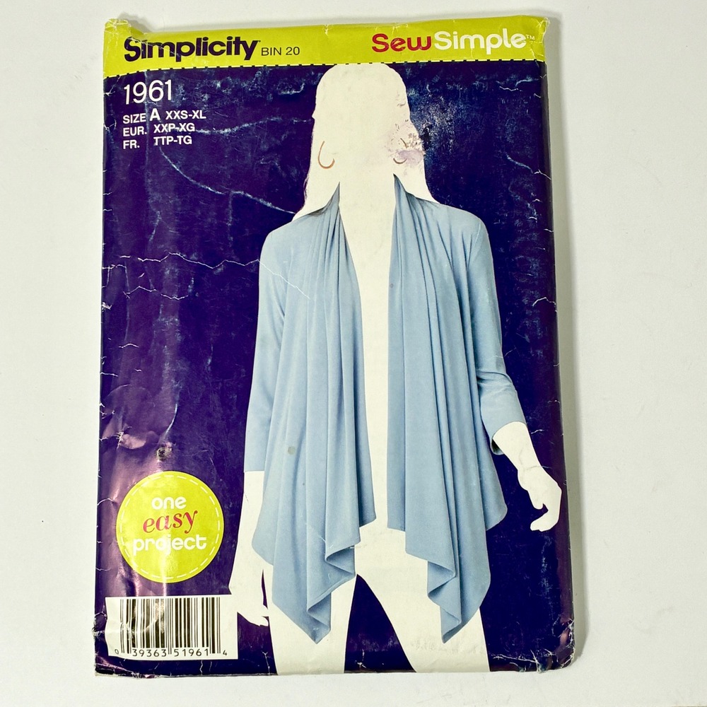 Simplicity 1961 Sew Simple Misses Knit Cardi-Wrap Sewing Pattern XXS-XL Draped
